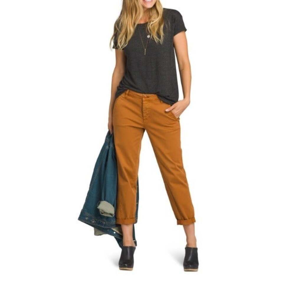 prAna Women's Burnt Caramel Organic Cotton Cropped Pants Size 4